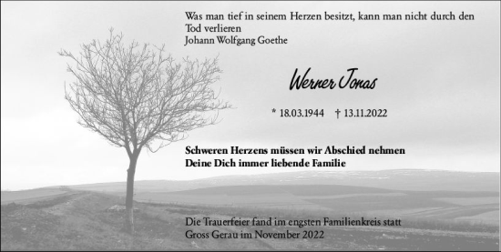 Traueranzeige von Werner Jonas von vrm-trauer Groß-Gerauer Echo