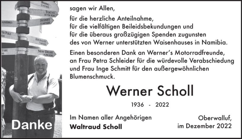  Traueranzeige für Werner Scholl vom 03.12.2022 aus vrm-trauer Rheingau