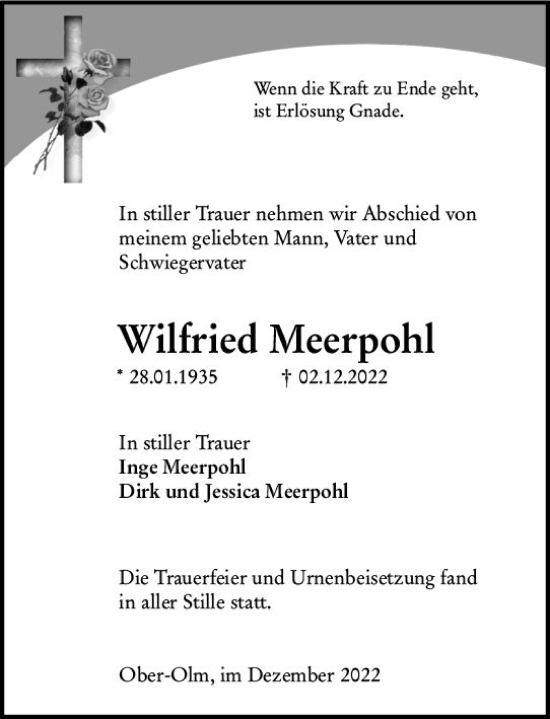 Traueranzeige von Wilfried Meerpohl von vrm-trauer AZ Mainz