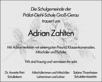 Traueranzeige von Adrian Zahlten von vrm-trauer Groß-Gerauer Echo