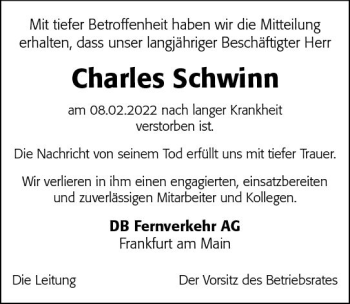 Traueranzeige von Charles Schwinn von vrm-trauer AZ Mainz