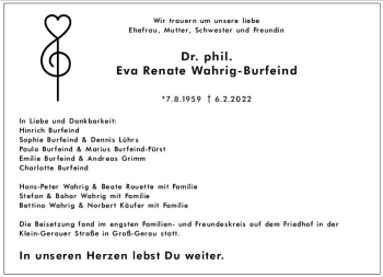 Traueranzeige von Eva Renate Wahrig-Burfeind von vrm-trauer Groß-Gerauer Echo
