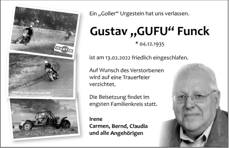  Traueranzeige für Gustav Funck vom 19.02.2022 aus vrm-trauer Groß-Gerauer Echo