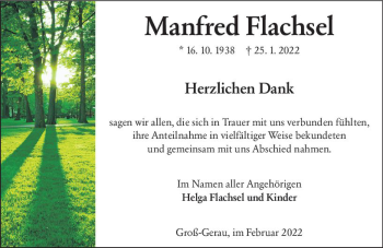 Traueranzeige von Manfred Flachsel von vrm-trauer Groß-Gerauer Echo
