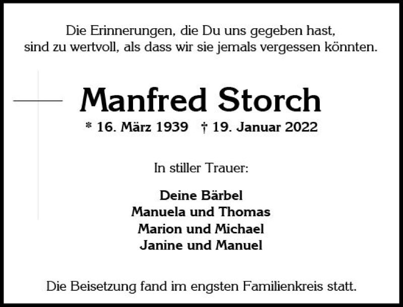  Traueranzeige für Manfred Storch vom 05.02.2022 aus vrm-trauer Wiesbadener Kurier