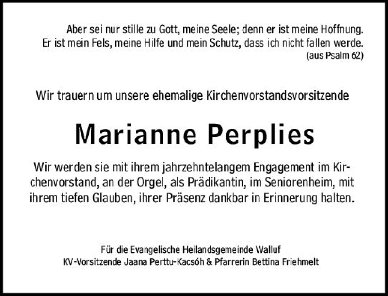  Traueranzeige für Marianne Perplies vom 05.02.2022 aus vrm-trauer Wiesbadener Kurier