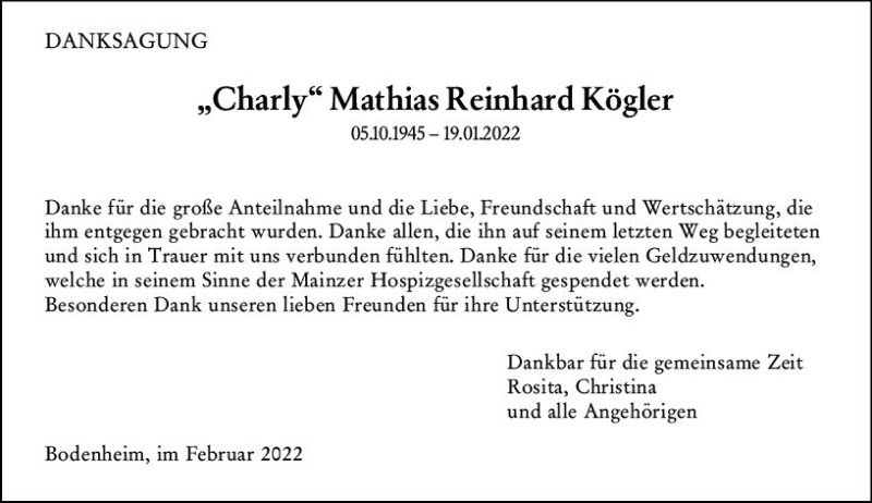  Traueranzeige für Mathias Reinhard Kögler vom 12.02.2022 aus vrm-trauer AZ Mainz