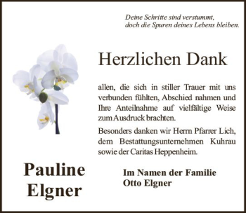 Traueranzeige von Pauline Elgner von vrm-trauer Bürstädter/Lamperth. Ztg/Starkenburger