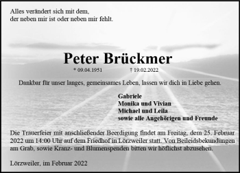 Traueranzeige von Peter Brückmer von vrm-trauer AZ Mainz