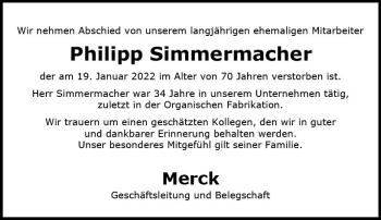 Traueranzeige von Philipp Simmermacher von vrm-trauer Darmstädter Echo