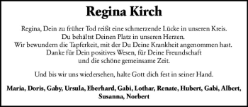 Traueranzeige von Regina Kirch von vrm-trauer AZ Mainz