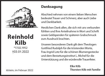 Traueranzeige von Reinhold Kilb von vrm-trauer Idsteiner Zeitung