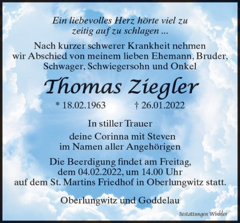  Traueranzeige für Thomas Ziegler vom 01.02.2022 aus vrm-trauer Groß-Gerauer Echo