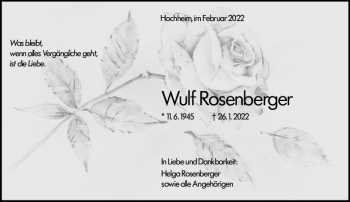 Traueranzeige von Wulf Rosenberger von vrm-trauer Hochheimer Zeitung