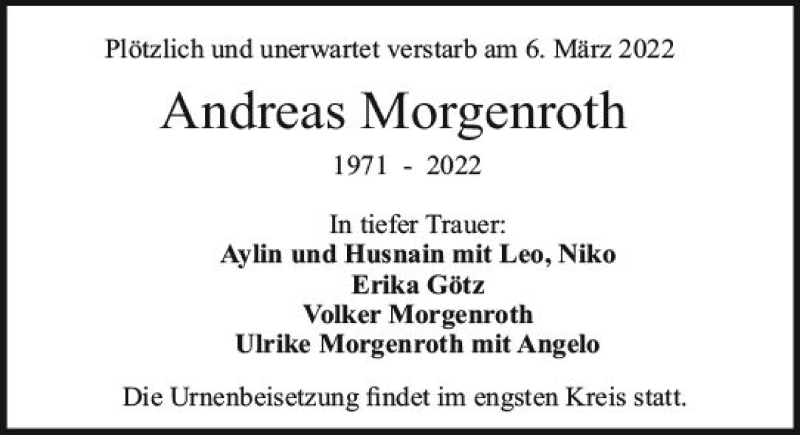  Traueranzeige für Andreas Morgenroth vom 19.03.2022 aus vrm-trauer Darmstädter Echo