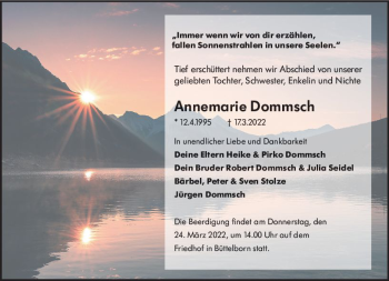 Traueranzeige von Annemarie Dommsch von vrm-trauer Groß-Gerauer Echo