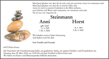 Traueranzeige von Anni Steinmann von vrm-trauer Groß-Gerauer Echo