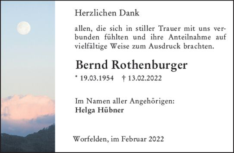  Traueranzeige für Bernd Rothenburger vom 19.03.2022 aus vrm-trauer Groß-Gerauer Echo