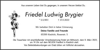 Traueranzeige von Friede Ludwig Brygier von vrm-trauer Hochheimer Zeitung