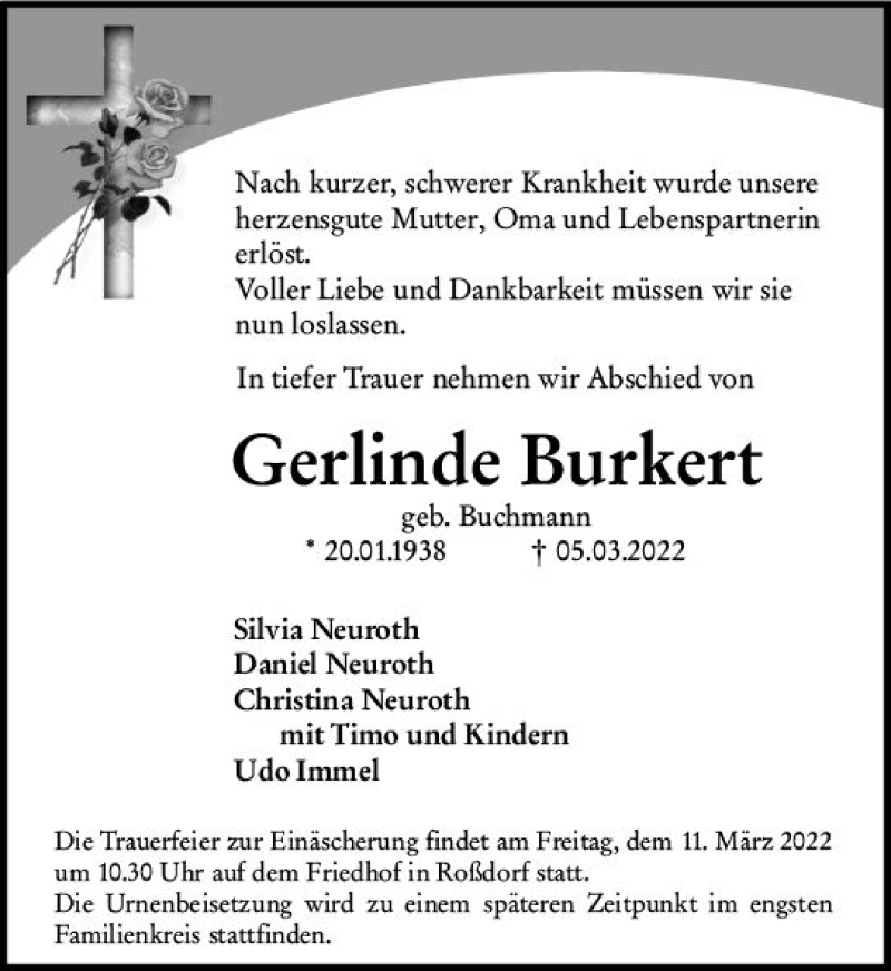  Traueranzeige für Gerlinde Burkert vom 09.03.2022 aus vrm-trauer Darmstädter Echo