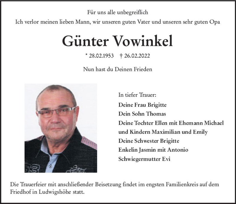  Traueranzeige für Günter Vowinkel vom 05.03.2022 aus vrm-trauer AZ Mainz