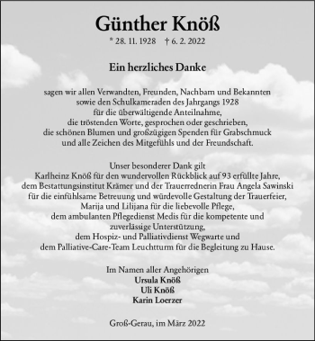 Traueranzeige von Günther Knöß von vrm-trauer Groß-Gerauer Echo