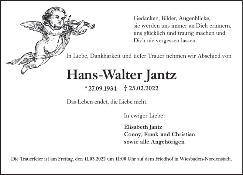  Traueranzeige für Hans Walter Jantz vom 05.03.2022 aus vrm-trauer Wiesbadener Kurier