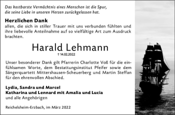 Traueranzeige von Harald Lehmann von vrm-trauer Bürstädter/Lamperth. Ztg/Starkenburger