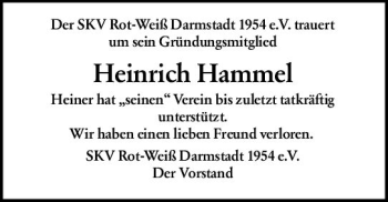 Traueranzeige von Heinrich Hammel von vrm-trauer Darmstädter Echo