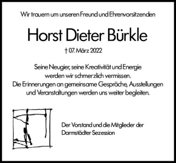 Traueranzeige von Horst Dieter Bürkle von vrm-trauer Darmstädter Echo