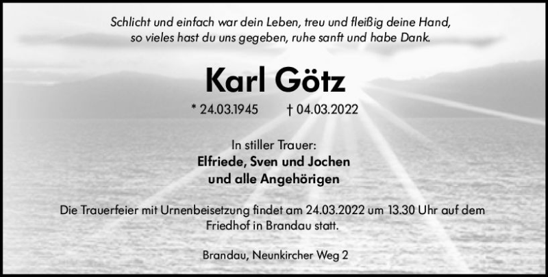  Traueranzeige für Karl Götz vom 19.03.2022 aus vrm-trauer Darmstädter Echo