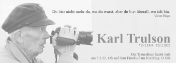 Traueranzeige von Karl Trulson von vrm-trauer Groß-Gerauer Echo