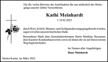Traueranzeige von Kathi Meinhardt von vrm-trauer AZ Mainz