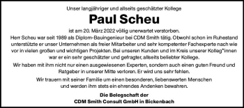 Traueranzeige von Paul Scheu von vrm-trauer Darmstädter Echo