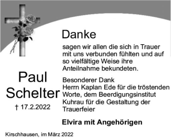 Traueranzeige von Paul Selter von vrm-trauer Bergsträßer Anzeiger