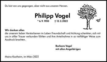 Traueranzeige von Philipp Vogel von vrm-trauer AZ Mainz