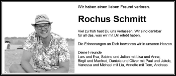 Traueranzeige von Rochus Schmitt von vrm-trauer Allg. Zeitung Bad Kreuznach