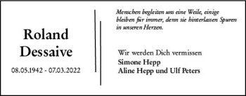 Traueranzeige von Roland Dessaive von vrm-trauer Darmstädter Echo