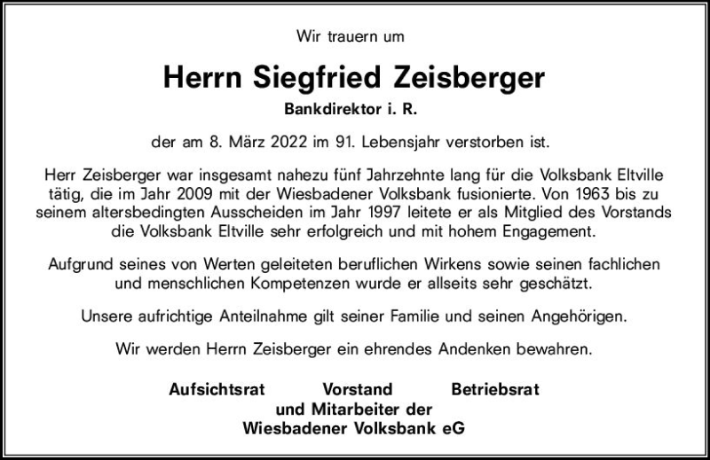  Traueranzeige für Siegfried Zeisberger vom 12.03.2022 aus vrm-trauer Rheingau