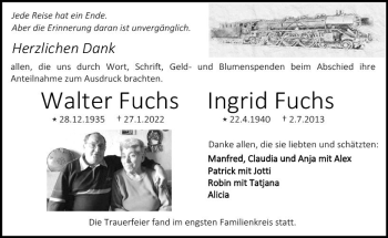 Traueranzeige von Walter Fuchs von vrm-trauer Darmstädter Echo