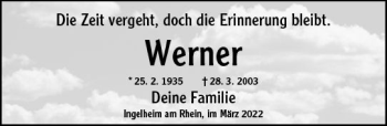 Traueranzeige von Werner  von vrm-trauer Allgemeine  Zeitung Ingelheim-Bingen