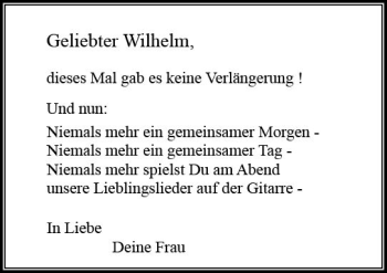 Traueranzeige von Wilhelm  von vrm-trauer Odenwälder Echo