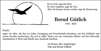 Traueranzeige von Bernd Gütlich von vrm-trauer Rüsselsheimer Echo / MainSpitze