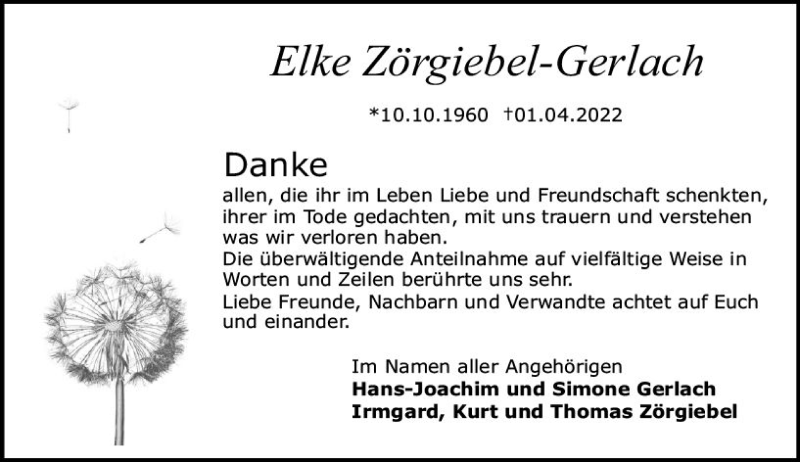  Traueranzeige für Elke Zörgiebel-Gerlach vom 30.04.2022 aus vrm-trauer Odenwälder Echo