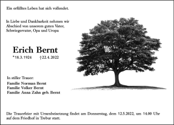 Traueranzeige von Erich Bernt von vrm-trauer Groß-Gerauer Echo