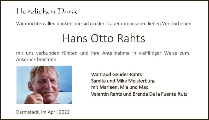  Traueranzeige für Hans Otto Rahts vom 30.04.2022 aus vrm-trauer Darmstädter Echo