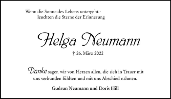 Traueranzeige von Helga Neumann von vrm-trauer Bürstädter/Lamperth. Ztg/Starkenburger