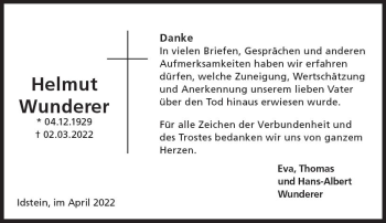 Traueranzeige von Helmut Wunderer von vrm-trauer Idsteiner Zeitung