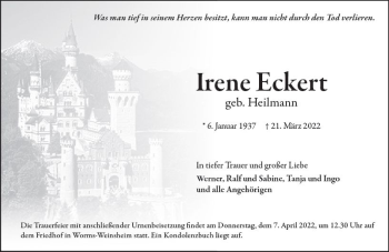 Traueranzeige von Irene Eckert von vrm-trauer Wormser Zeitung