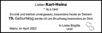 Traueranzeige von Karl-Heinz  von vrm-trauer AZ Mainz
